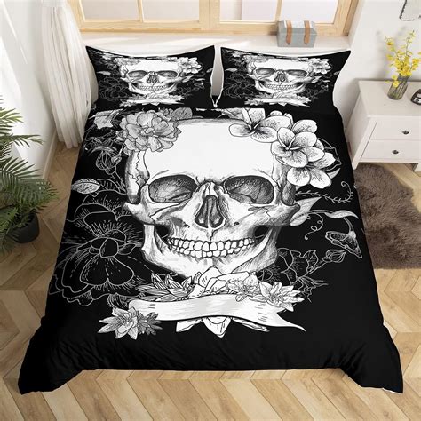 Erosebridal Sugar Skull Bedding Duvet Cover Full D Printed Gothic