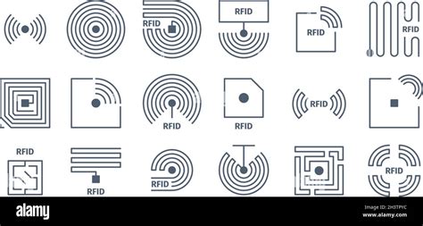 Rfid Symbole Radio Tagging Chips Identifikation Drahtlose Halbleiter