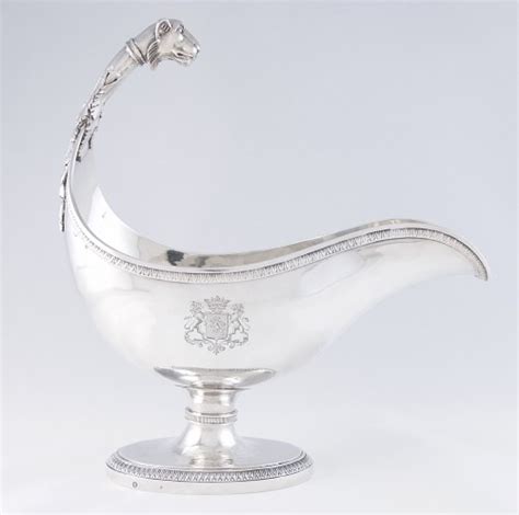 Paris 1809 1819 French Empire Sauceboat In Solid Silver By Ss Rion