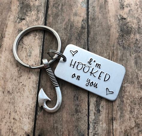 Boyfriend Fishing Keychain I M HOOKED On You Hand Etsy