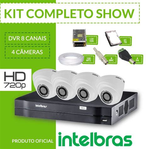 Kit Intelbras completo alta definição DVR 8 canais c 4 câmeras