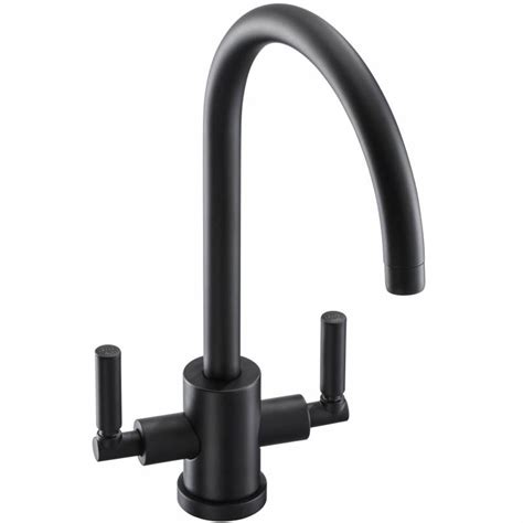 Abode Atlas Matt Black Monobloc Twin Lever Kitchen Sink Mixer Tap