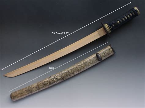 Antique Japanese Samurai Sword Yakizashi Koshirae Sharkskin Saya Edo