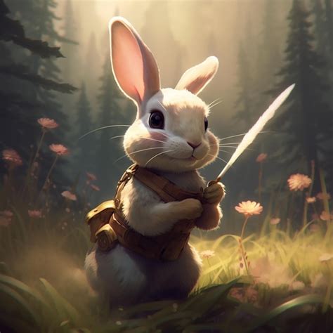 Premium Ai Image There Is A Rabbit That Is Holding A Knife In Its Hand Generative Ai