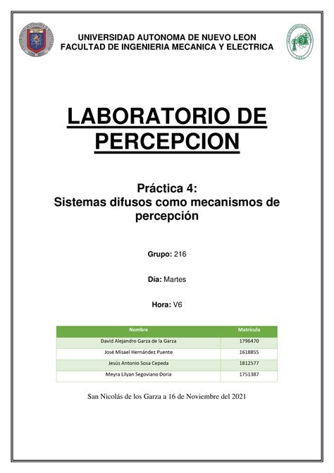 Practica Percepci N Universidad Autonoma De Nuevo Leon Facultad