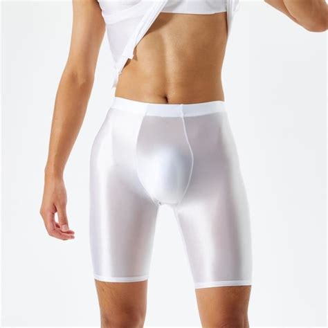 Short de bain WHITE F9039 Homme Soie glacée Brillant à l huile