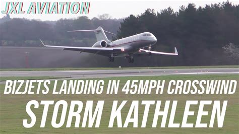 Bizjet Crosswind Landings Storm Kathleen Mph Winds Luton