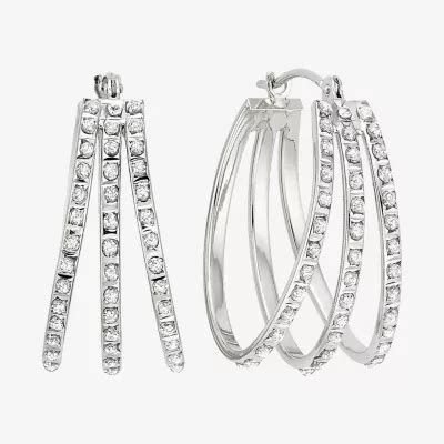 Diamond Fascination K White Gold Triple Fan Hoop Earrings Jcpenney