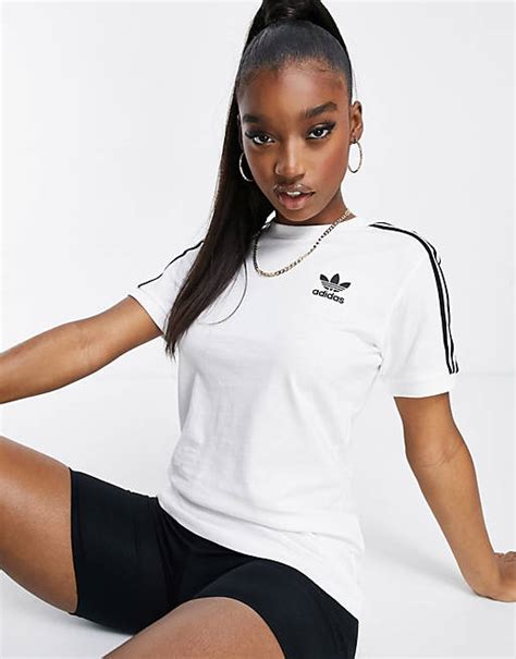 Adidas Originals Adicolour Three Stripe T Shirt In White Asos