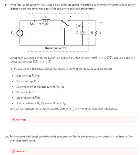 Solved In The Ideal Boost Converter Illustrated Below Chegg