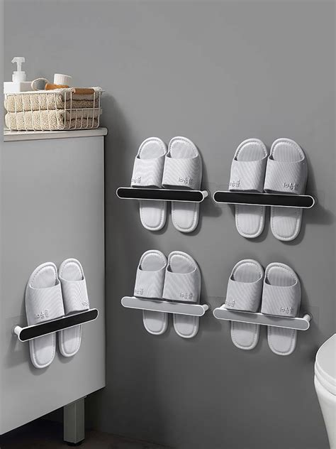 Usd Perforation Free Bathroom Slippers Rack Wall Mounted Shoe