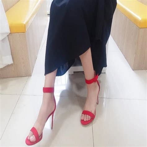 Modest Simple Nude Casual Womens Sandals Leather Ankle Strap Cm Stiletto Heels Open