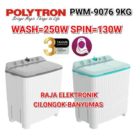 Jual Mesin Cuci Polytron PWM 9076 9KG HIJAB SERIES Polytron 2 Tabung