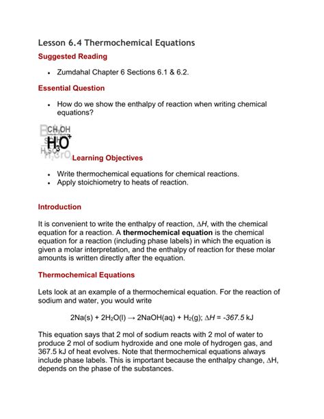 Thermochemistry Equations