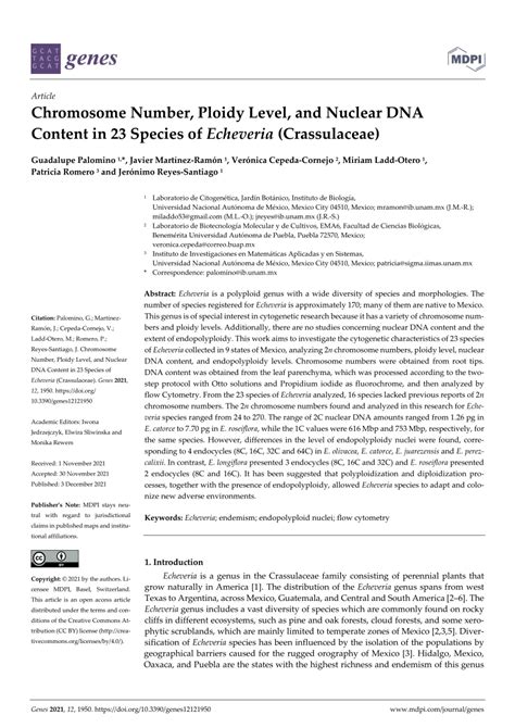 PDF Chromosome Number Ploidy Level And Nuclear DNA Content In 23