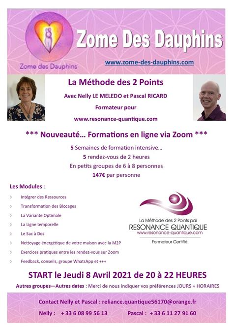 à partir du 8 Avril 2021 5 rdv de 2 h de Formation à la Méthode des