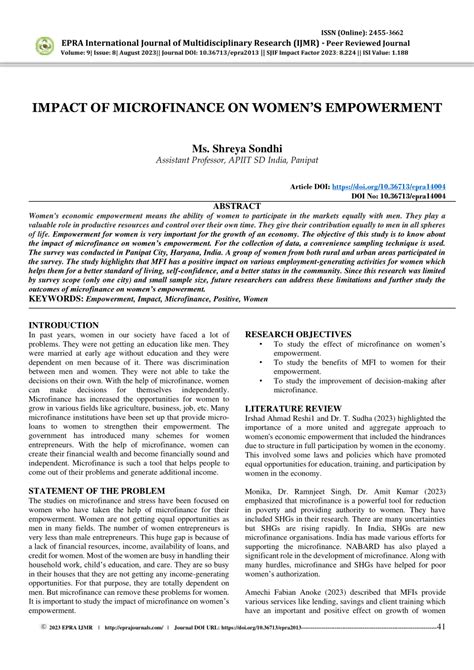 Pdf Impact Of Microfinance On Women’s Empowerment