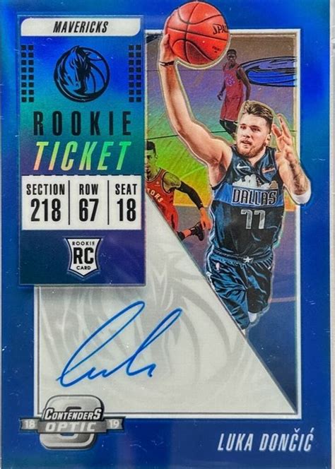 Luka Doncic Contenders Optic Rookie Ticket Auto Blue