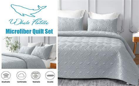 Whale Flotilla Quilt Set Queen Size Soft Microfiber Lightweight