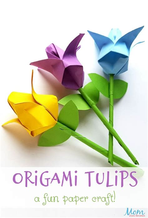 Origami Istruzioni Fiore Tulipano Fogli Carta Colorati Tutorial