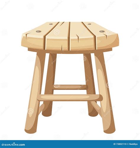 Wooden Stool Vector Illustration Stock Vector Illustration Of White