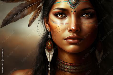 native american indian art, woman in the desert , head dress ...