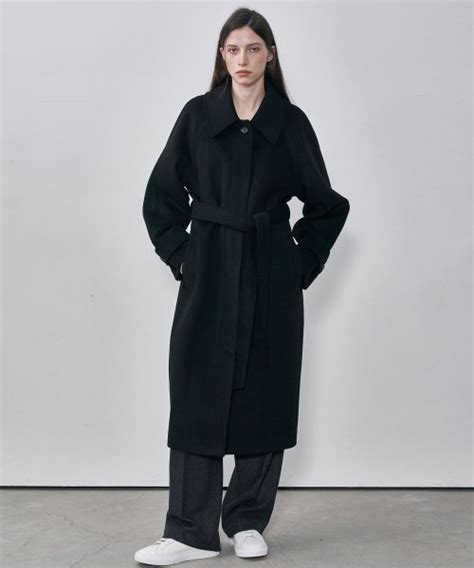 Musinsa Mott Wool Balmacan Long Coat Black