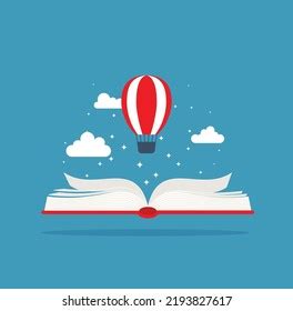 Imagination Concept Open Book Rocket Mountain Stock Vector Royalty