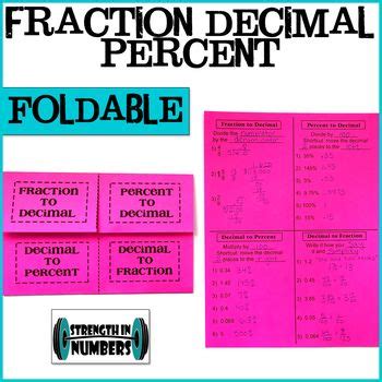 Fraction Decimal Percent Conversion Foldable Notes Interactive