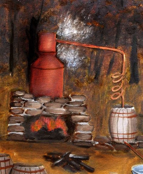 Primitive Folk Art Moonshine Still Prints Autumn Liquor Still Etsy