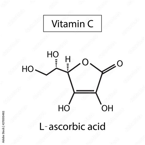 Formula Of Chemical Structure Of Vitamin C L Ascorbic Acid Vector EPS