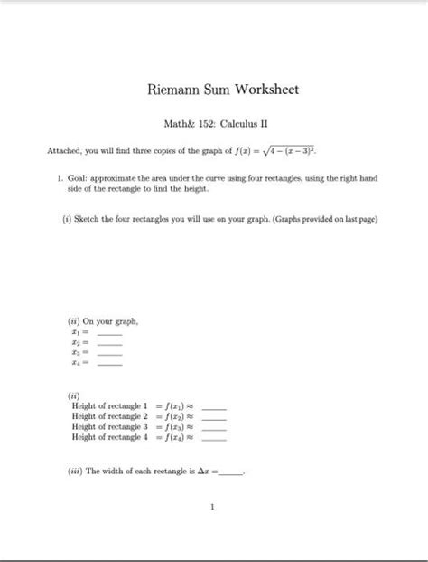 Solved Riemann Sum Worksheet Attached You Will Find Three Chegg