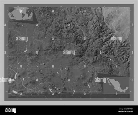 Querétaro estado de México Mapa de elevación en escala de grises con