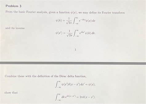 Solved From The Basic Fourier Analysis Given A Function