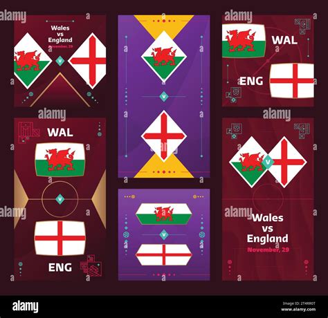 Wales Vs England Match World Football Vector Image Stock Vector