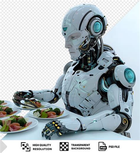 Robot Serving Food On Plate Premium Ai Generated Psd