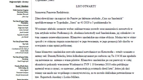 Kluby Gazety Polskiej List Otwarty Polonii Do Dziennikarzy Sieci