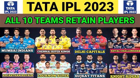 Ipl 2023 All Teams Retain Players List Tata Ipl 2023 All 10 Teams