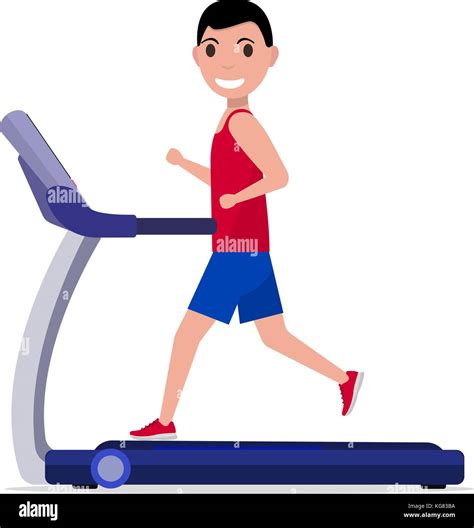 Vector Cartoon Boy Man Running On A Treadmill Stock Vector Image Art