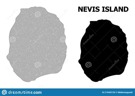 Vectorkaart Met Hoge Resolutie Van Het Veelhoekige Karkasnet Van Nevis