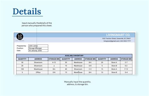 Inventory Control Template in MS Excel, Google Sheets - Download ...