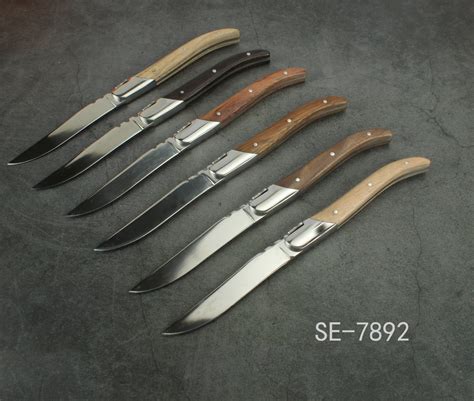 6pcs High Quality Stainless Steel Steak Knife With Mixed Wooden Handle