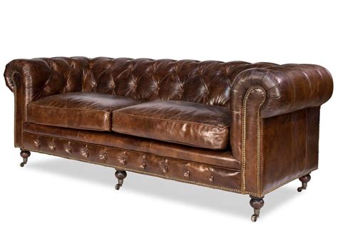 Canap Chesterfield En Cuir Marron Vintage Capitonn Trois Places