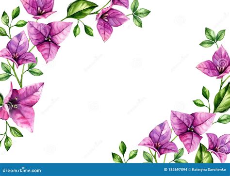 Watercolor Floral Background For Cards Horizontal A5 Format Template