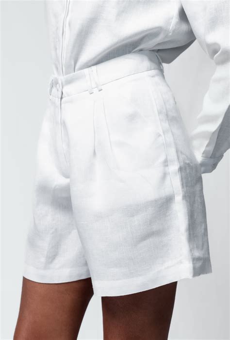 Short Branco De Linho - SHORT FEMININO BRANCO CINTURA ALTA ALFAIATARIA DE LINHO PURO 100% ...