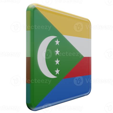 Comoros Left View 3d Textured Glossy Square Flag 10868318 Png