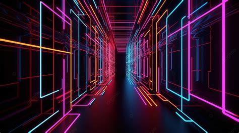 An Abstract Hallway With Neon Lights Background 3d Illustration Of