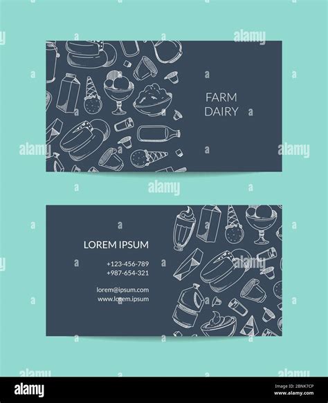 Vector Business Card Template For Dairy Shop Or Organic Farm With Dairy