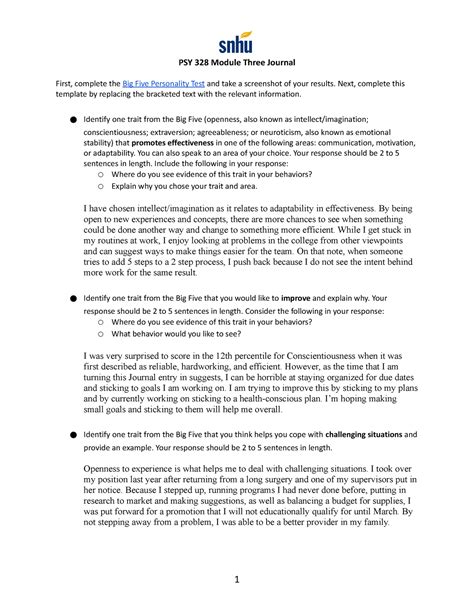 Psy Module Three Journal Psy Module Three Journal First