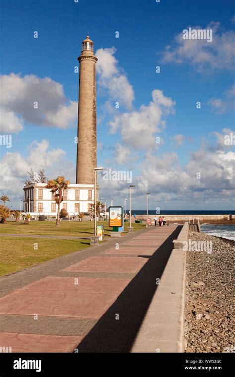 Promenade Am Leuchtturm Faro De Maspalomas Stockfotos Und Bilder